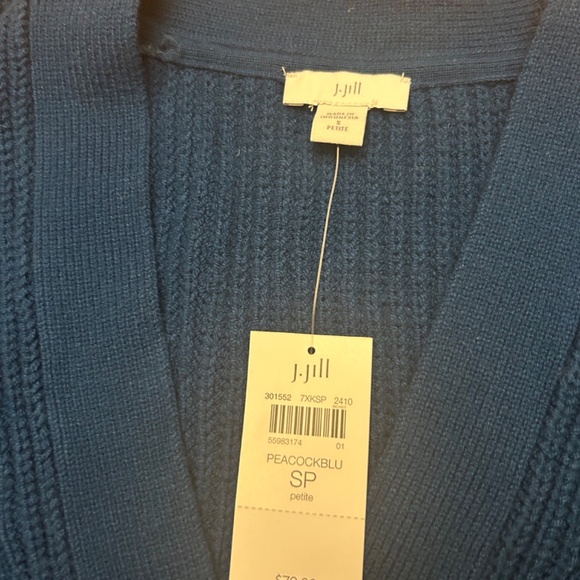 Peacock blue J. Jill sweater vest, size Small Petite - Picture 3 of 5